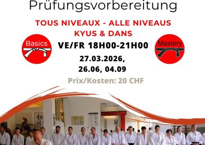Kyu/Dan Prüfungsvorbereitungsseminar, Biel, 27.03, 26.06, 04.09.2026